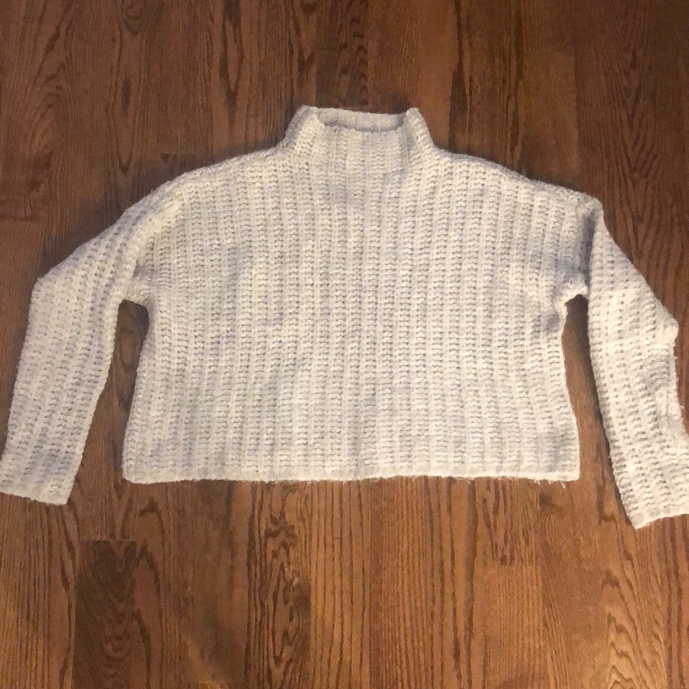 Aerie Grey Mock Neck Sweater